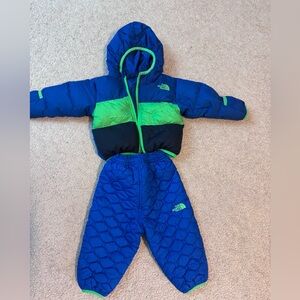 Great condition 6-12month The North Face reversible down jacket and snow pants